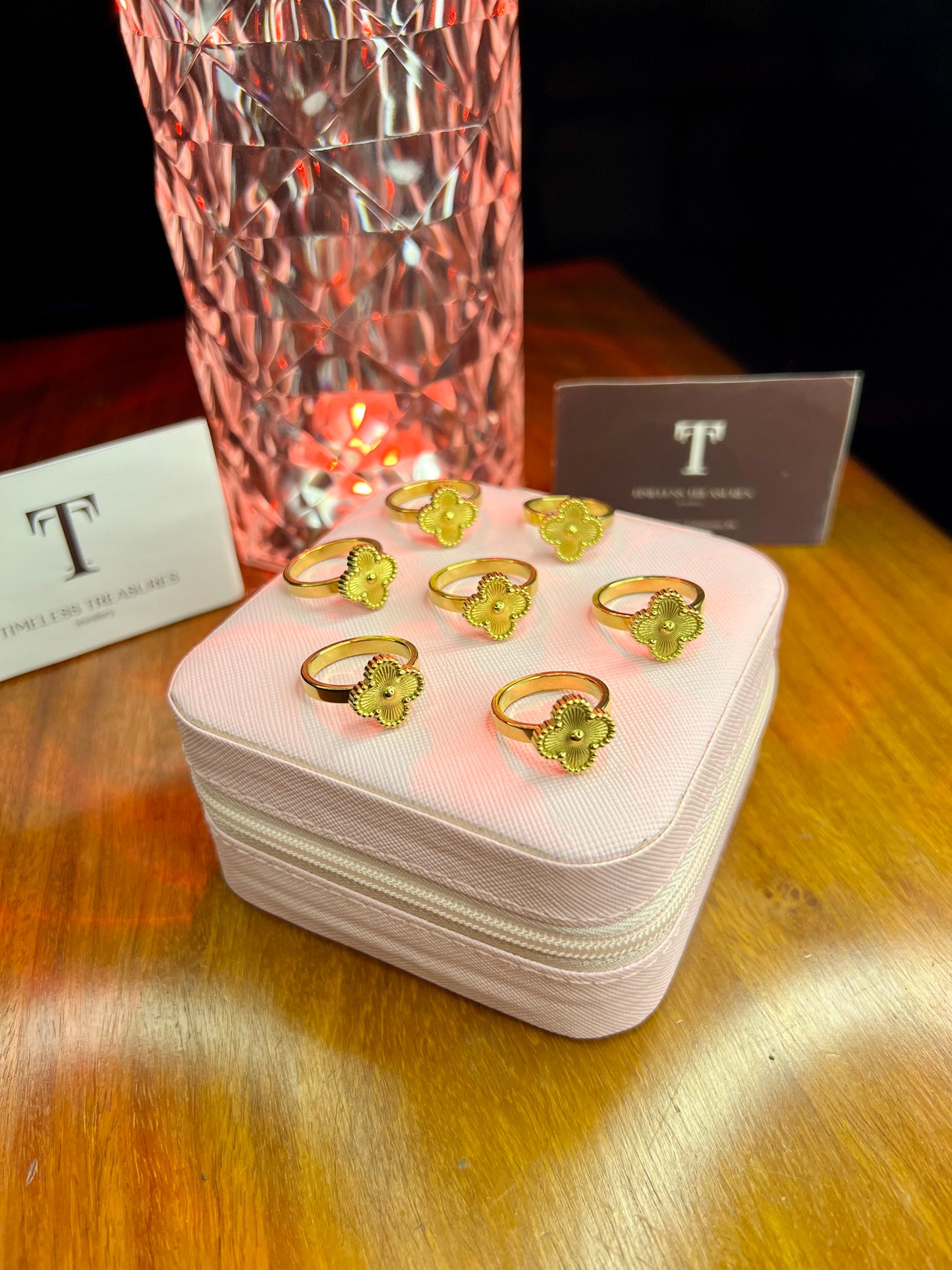 Premium Quality Stainless Steel 18k Golden Clover Ring