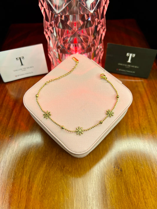 Premium Quality Stainless Steel 18k Gold Flower Bracelet