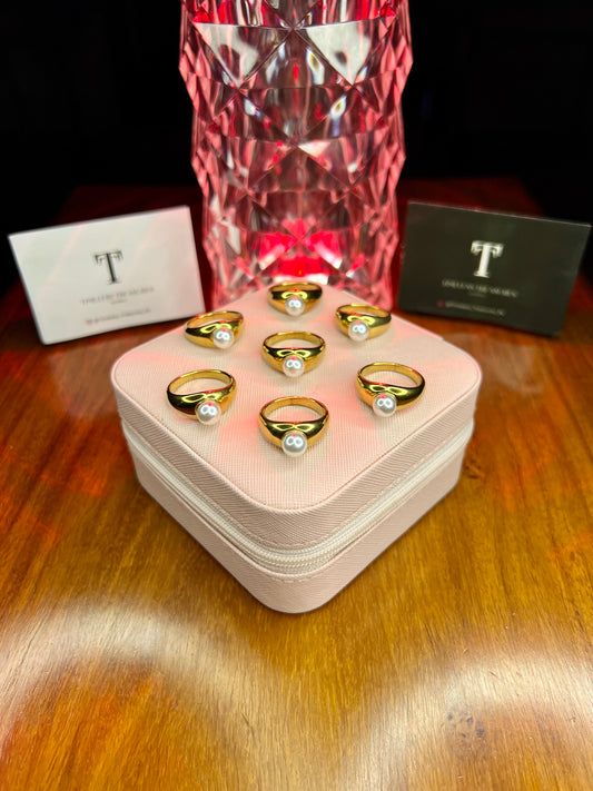 Premium Quality Stainless Steel 18k Pearl Gold Luxury Ring