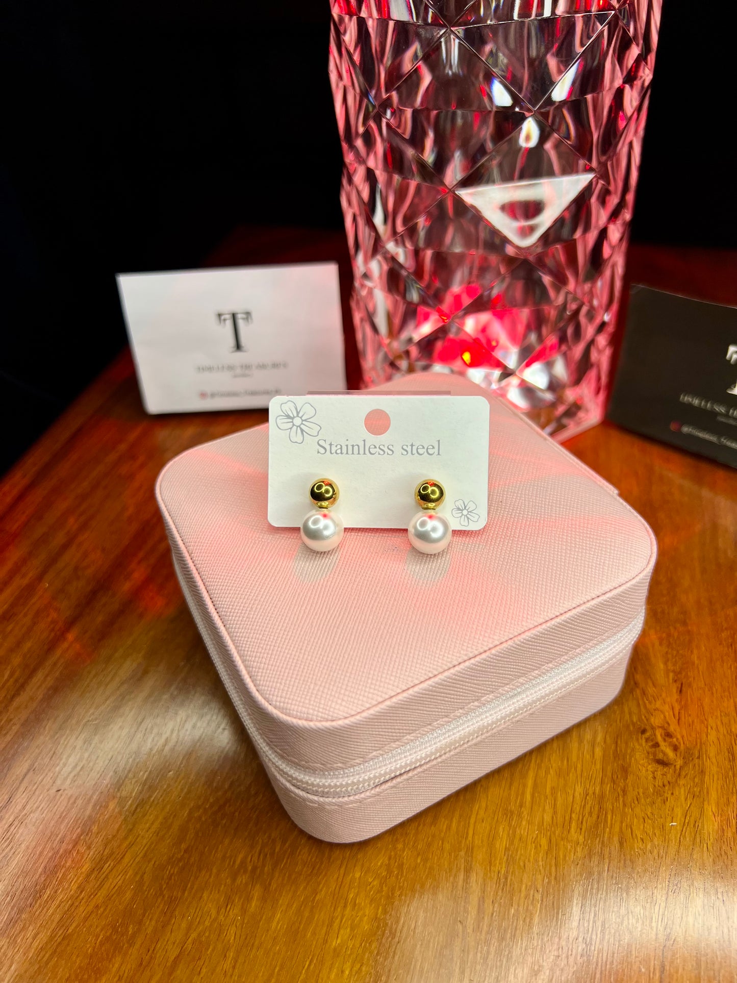 Premium Quality Stainless Steel 18k Pearl Drop Gold Earrings