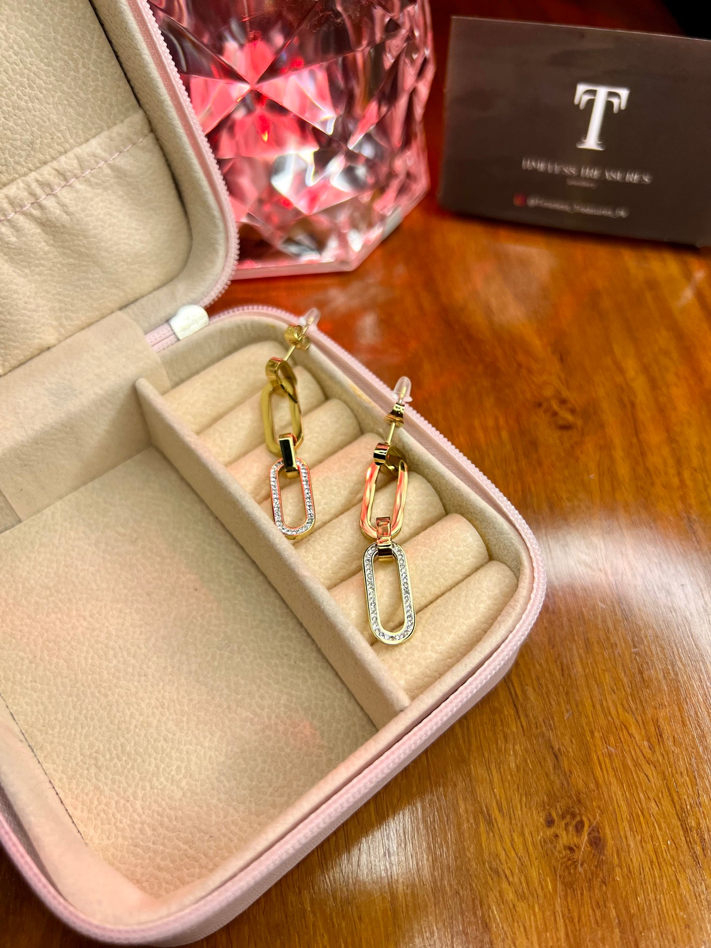 Premium Quality Stainless Steel 18k Link Drop Earrings