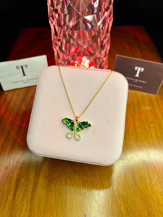 Premium Quality Green Stone Butterfly Necklace