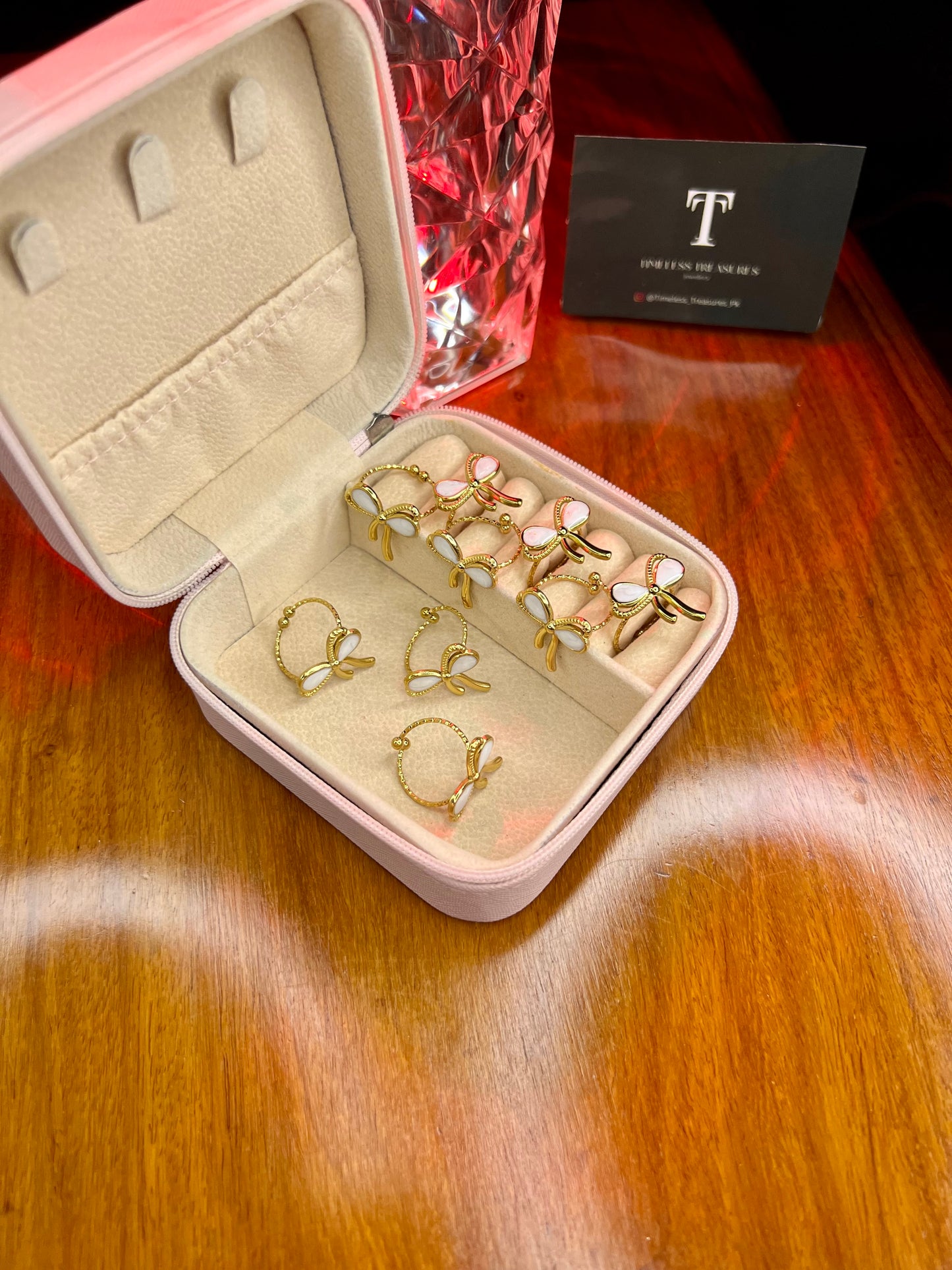 Premium Quality Stainless Steel 18k Golden Bow Ring