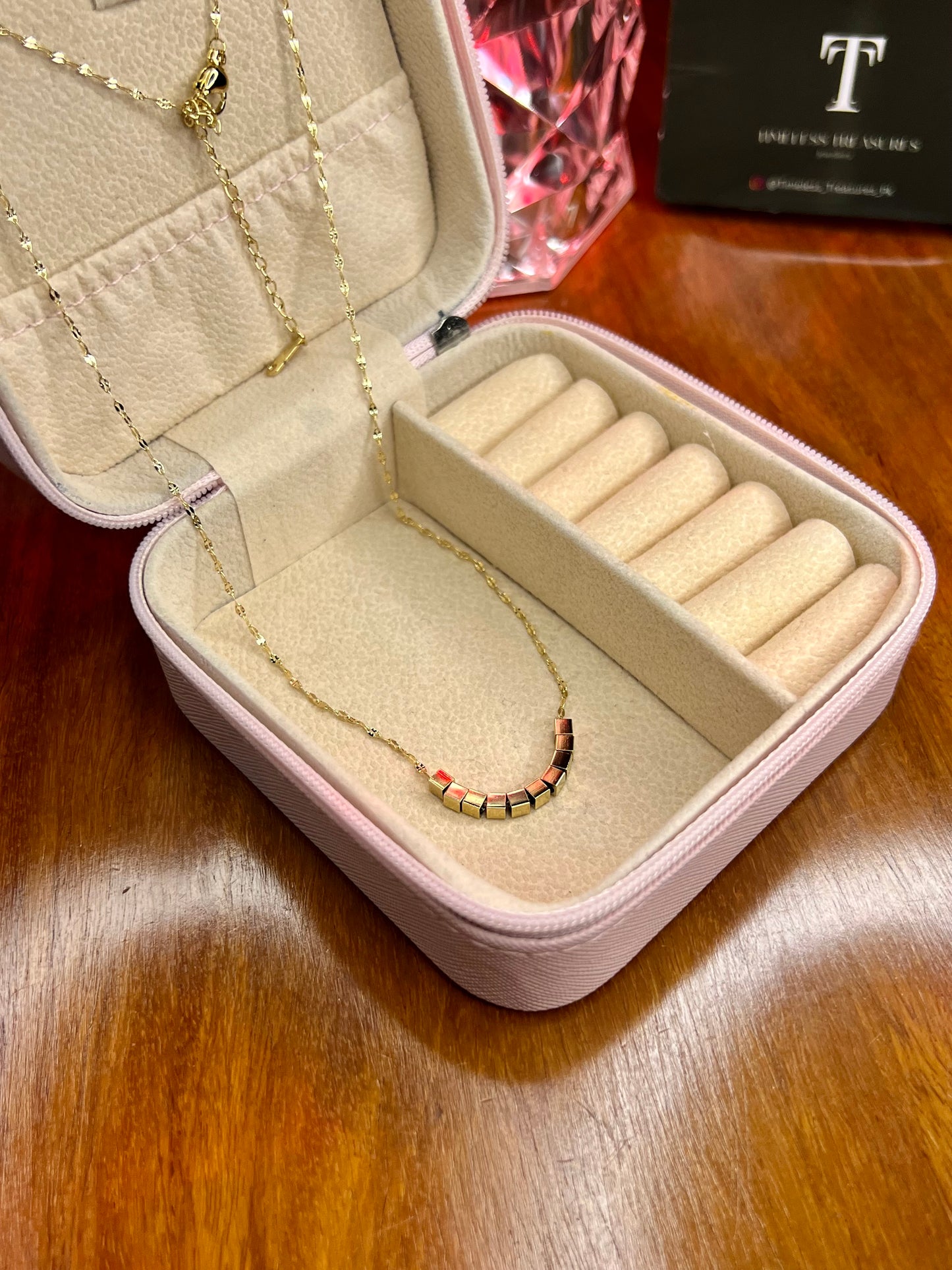 Premium Quality Stainless Steel 18k Gold Block Necklace
