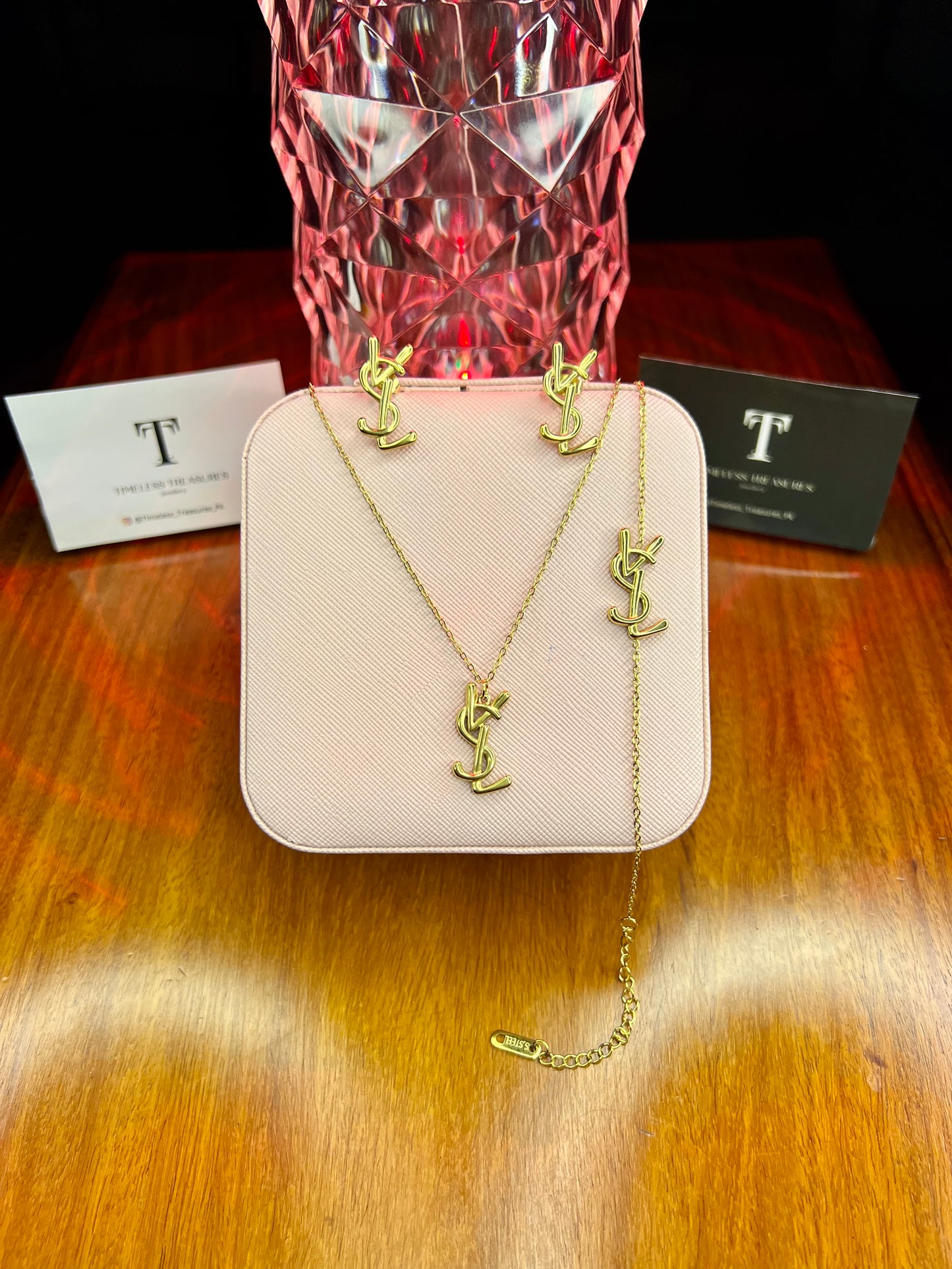 Premium Quality Stainless Steel 18k YSL 3pc Complete Set