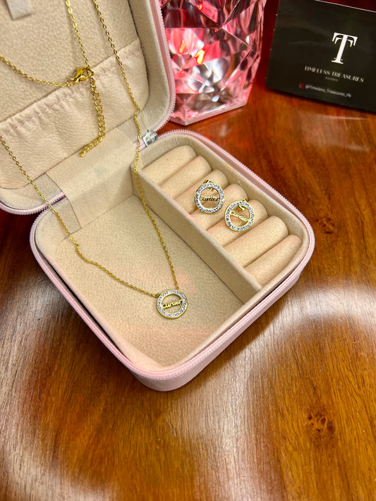 Premium Quality Stainless Steel 18k CR Diamantés Necklace Earring Set