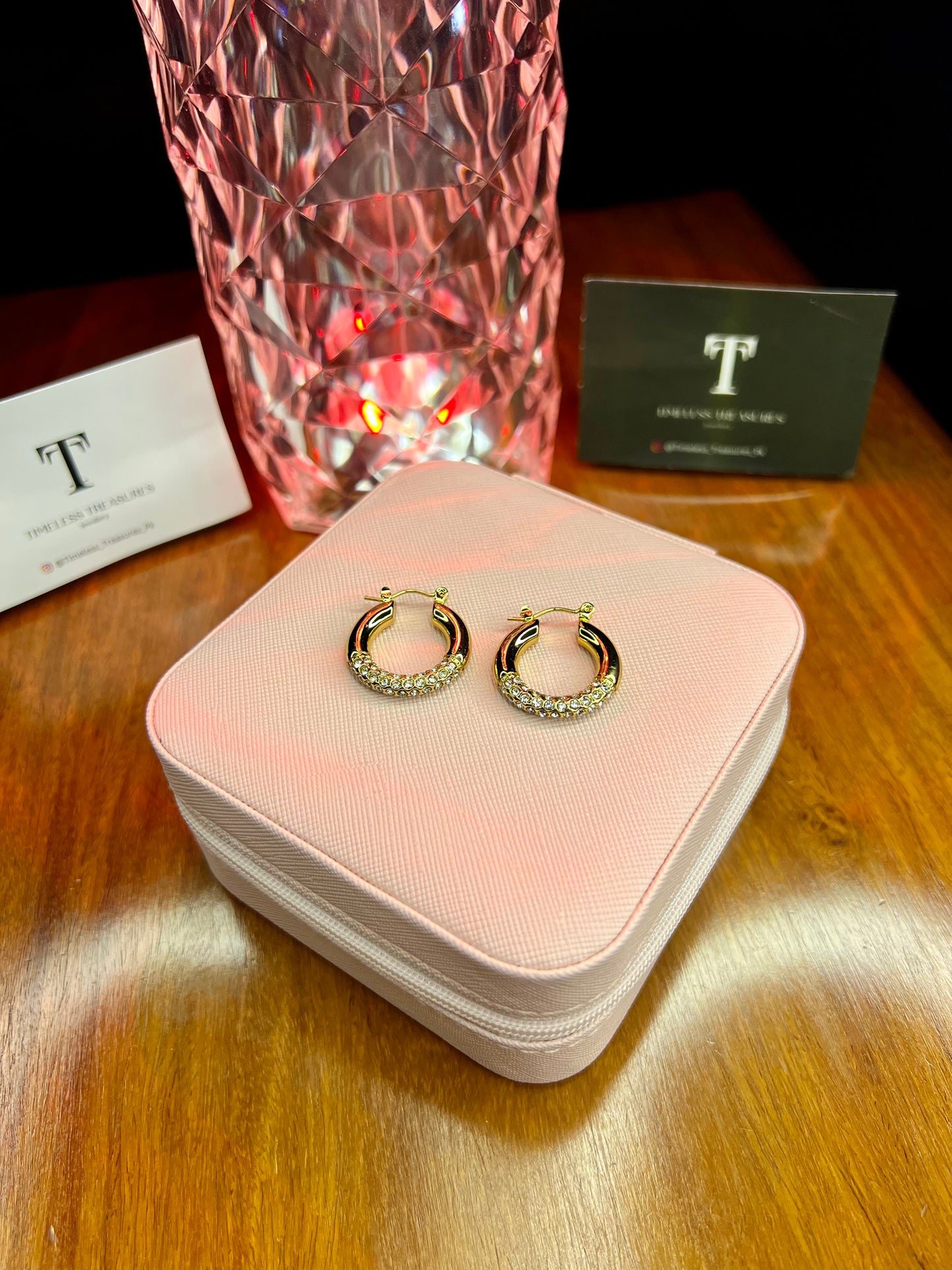 Premium Quality Stainless Steel 18k Zircon Gold Hoops