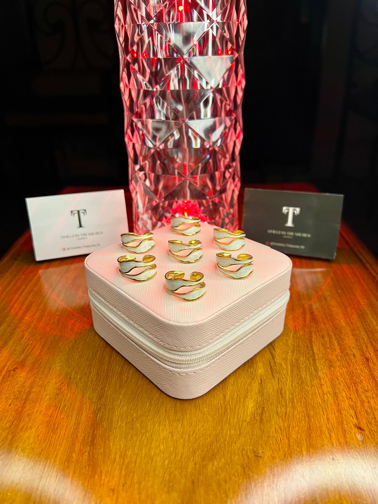 Premium Quality Stainless Steel 18k Crescent Flow Ring