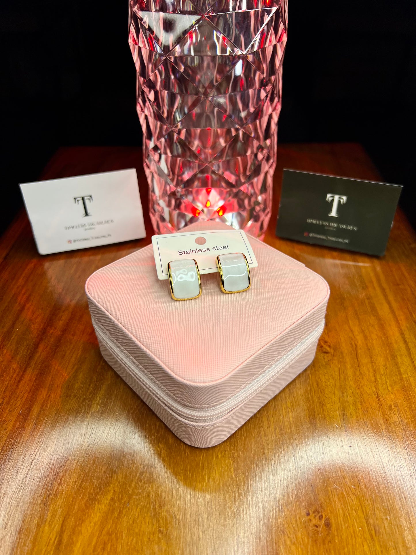 Premium Quality Stainless Steel 18k White Enamel EarStuds