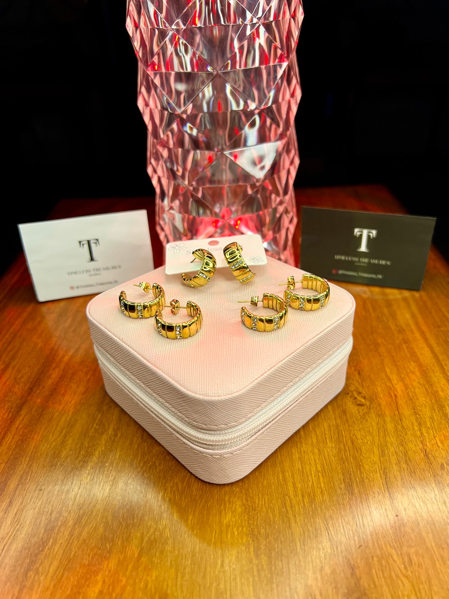 Premium Quality Stainless Steel 18k Luxury Zircon Gold Earrings