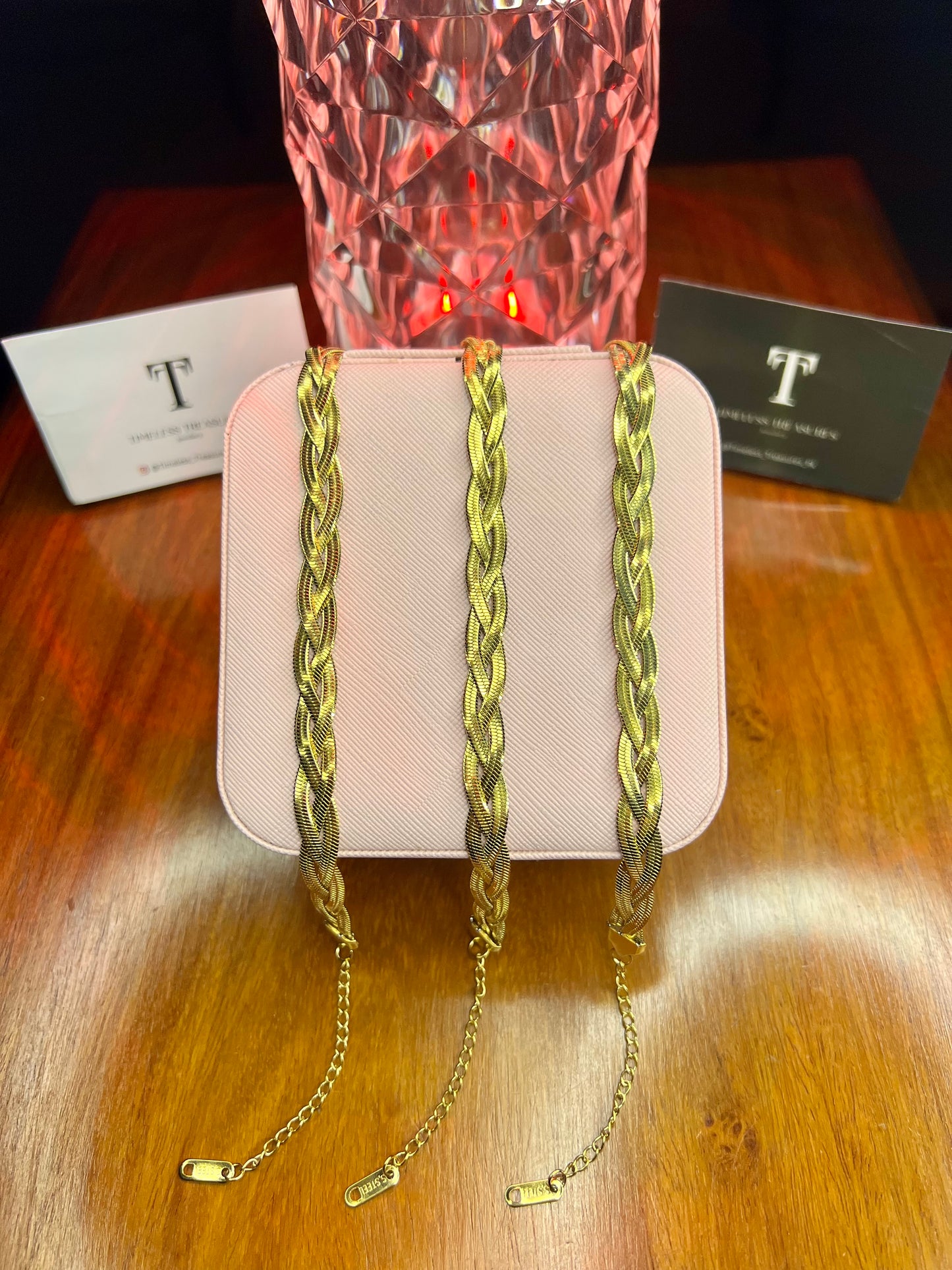 Premium Quality Stainless Steel 18k Snake Chain Braided Bracelet