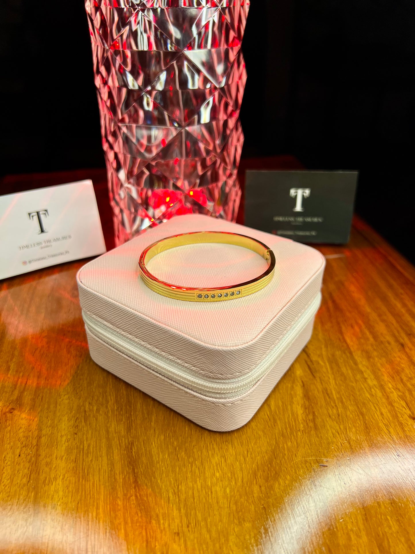 Premium Quality Stainless Steel 18k Stone Symphony Bangle