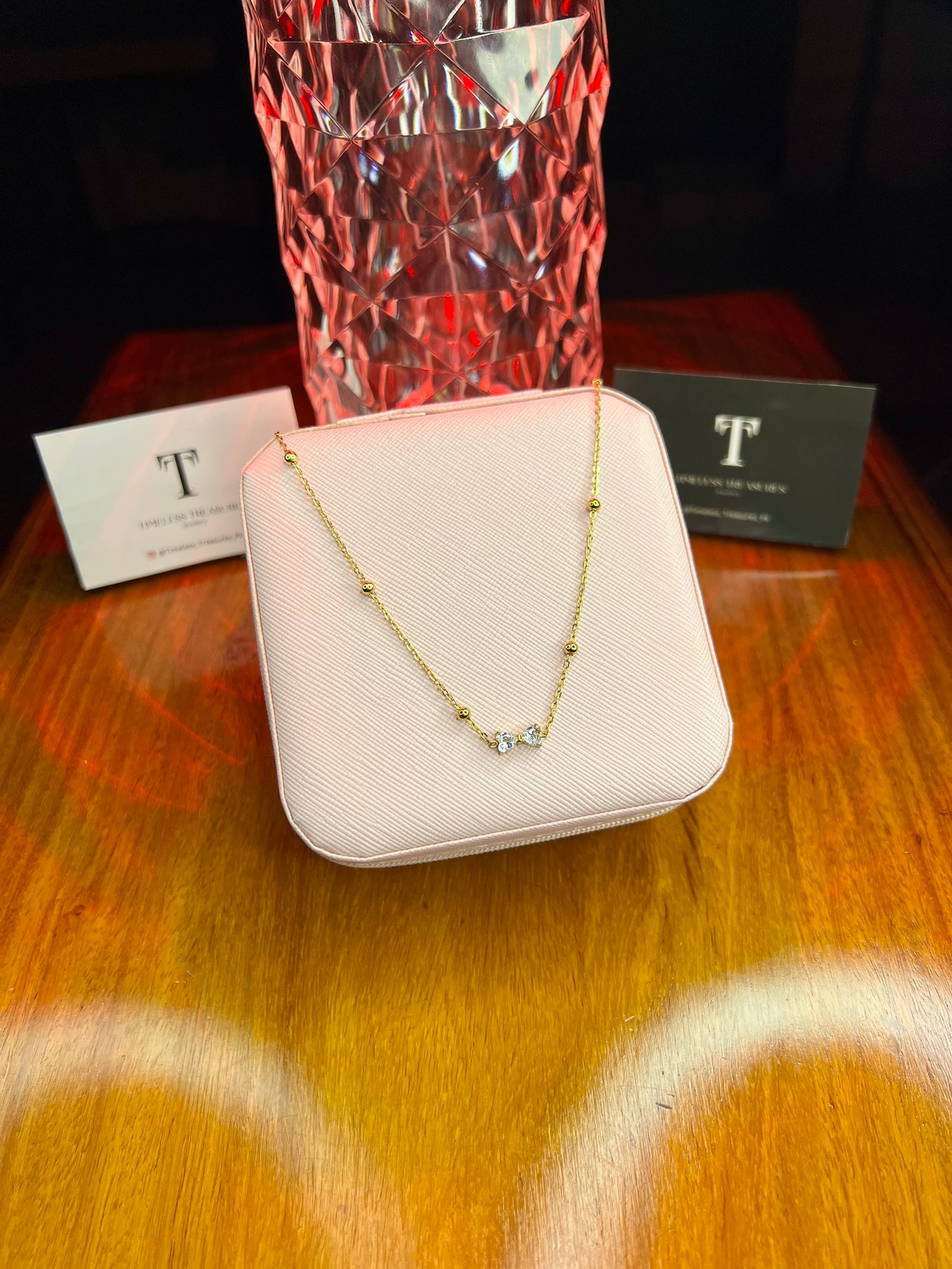 Premium Quality Stainless Steel 18k Luxury Bow Stone Necklace