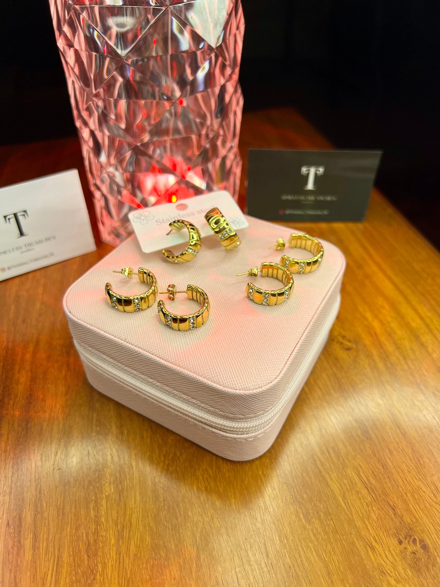 Premium Quality Stainless Steel 18k Luxury Zircon Gold Earrings