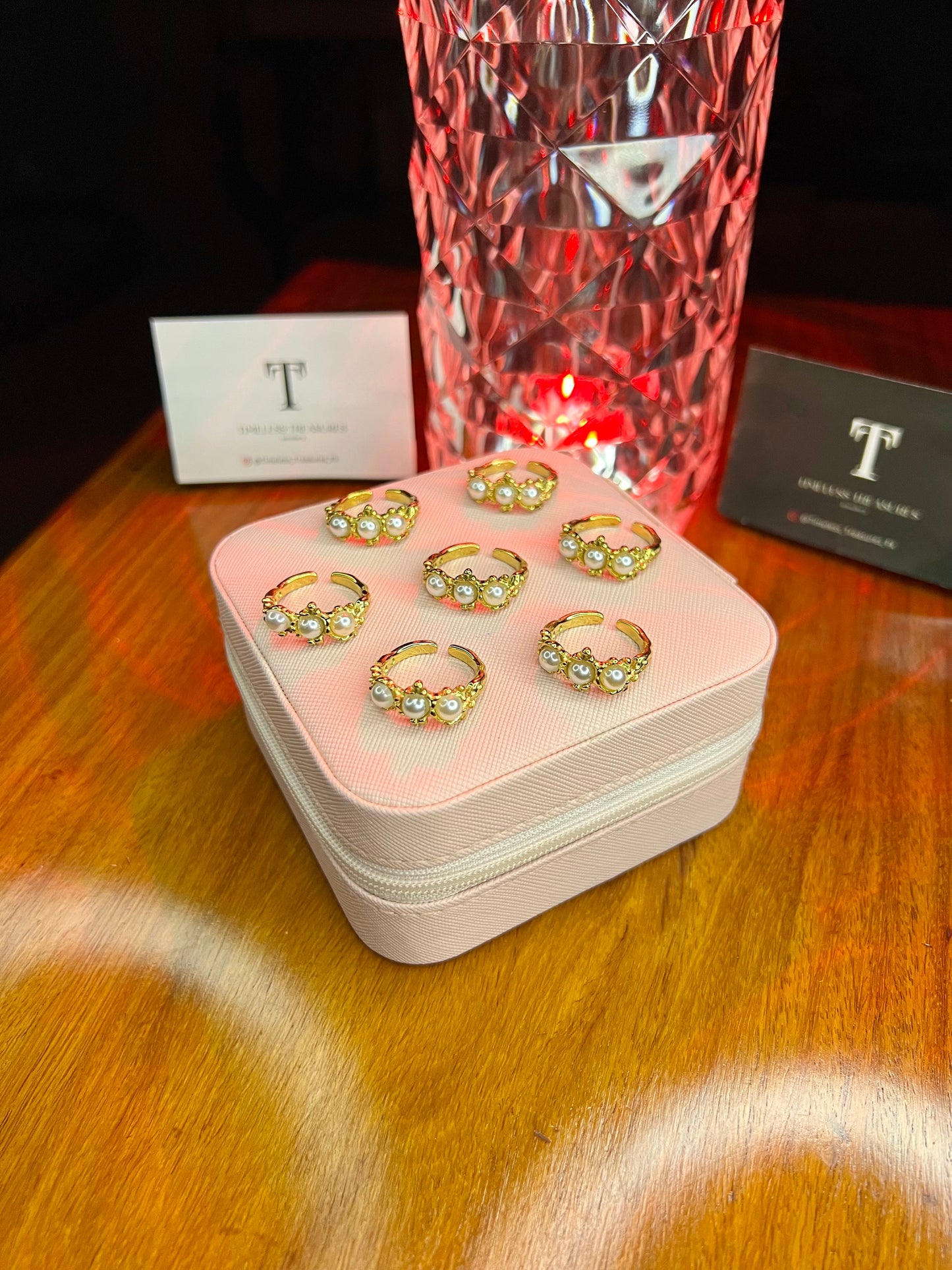 Premium Quality Stainless Steel 18k Pearl Gold Crown Ring