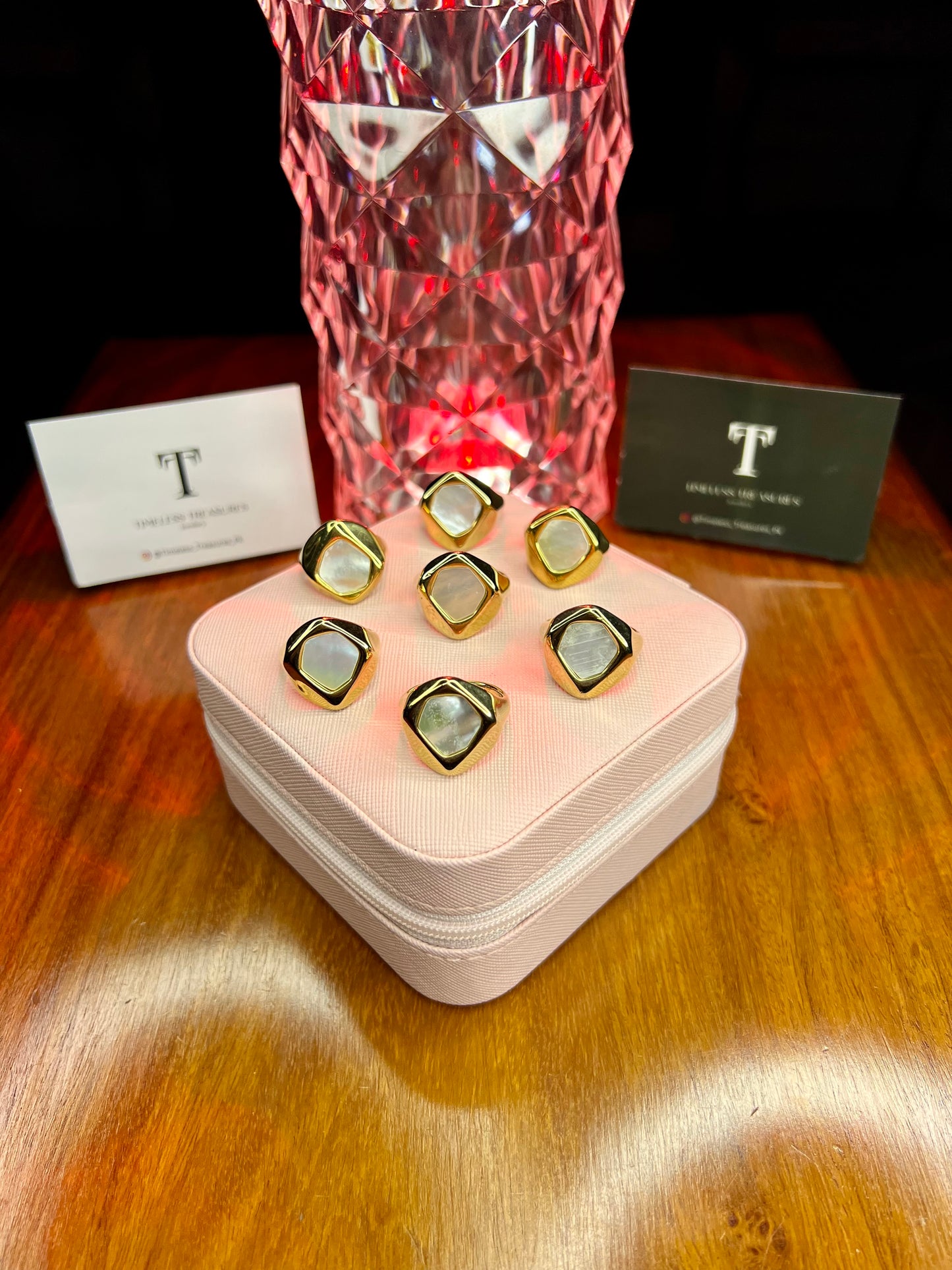 Premium Quality Stainless Steel 18k White Enamel Gold Ring