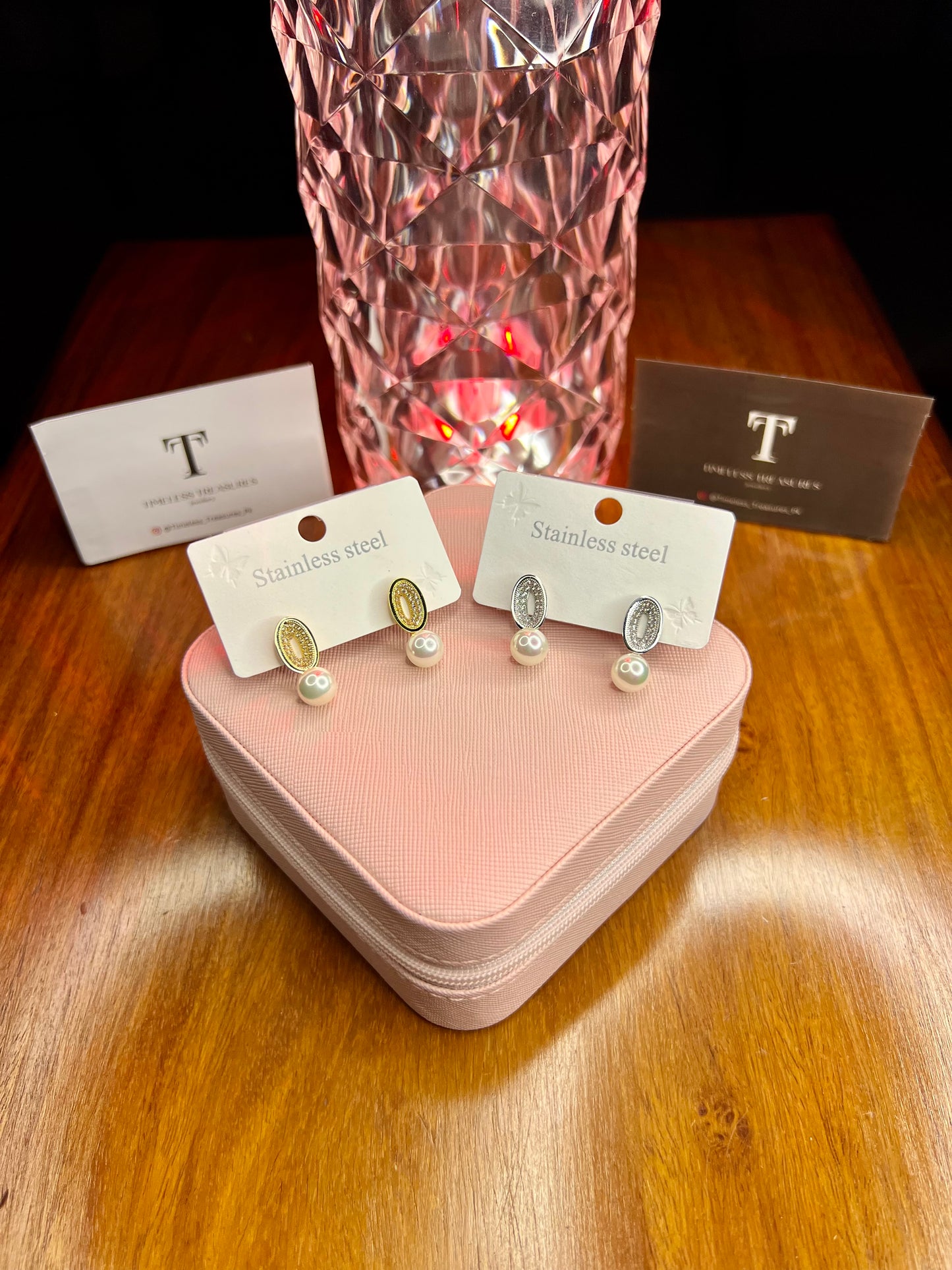 Premium Quality Stainless Steel 18k Pearl Drop Stone EarStuds