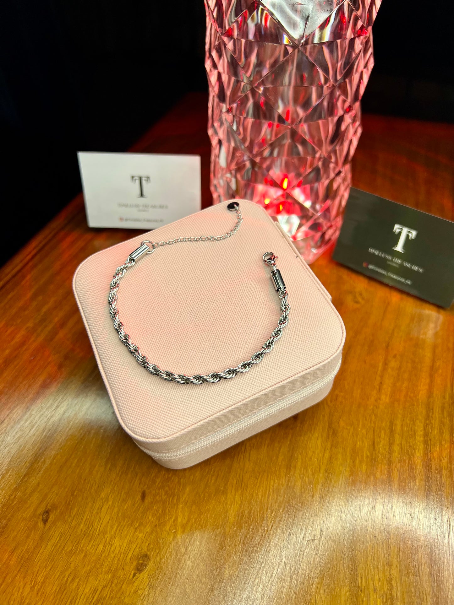 Premium Quality Stainless Steel 18k Rope Chain Bracelet (Silver)