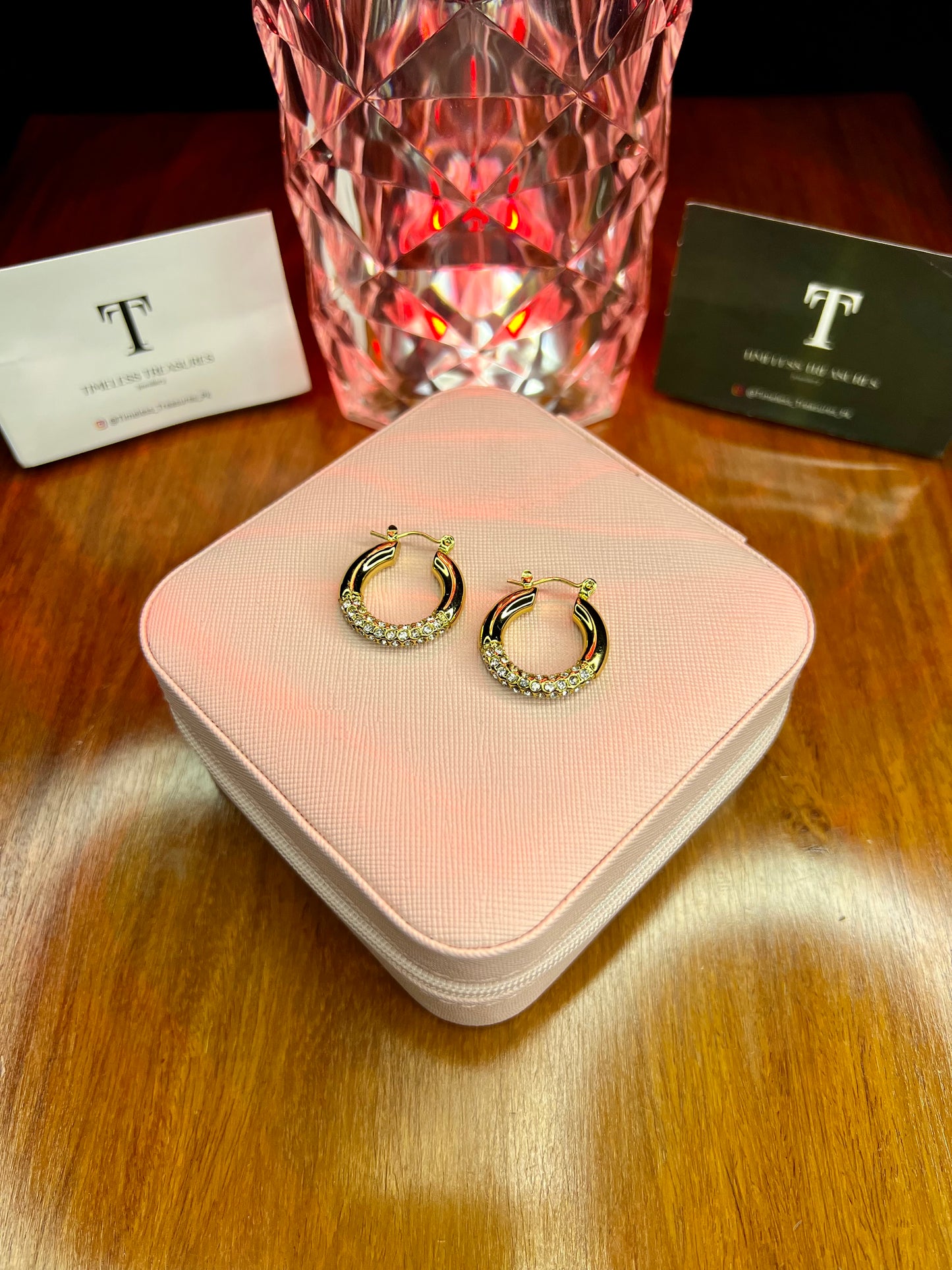 Premium Quality Stainless Steel 18k Zircon Gold Hoops