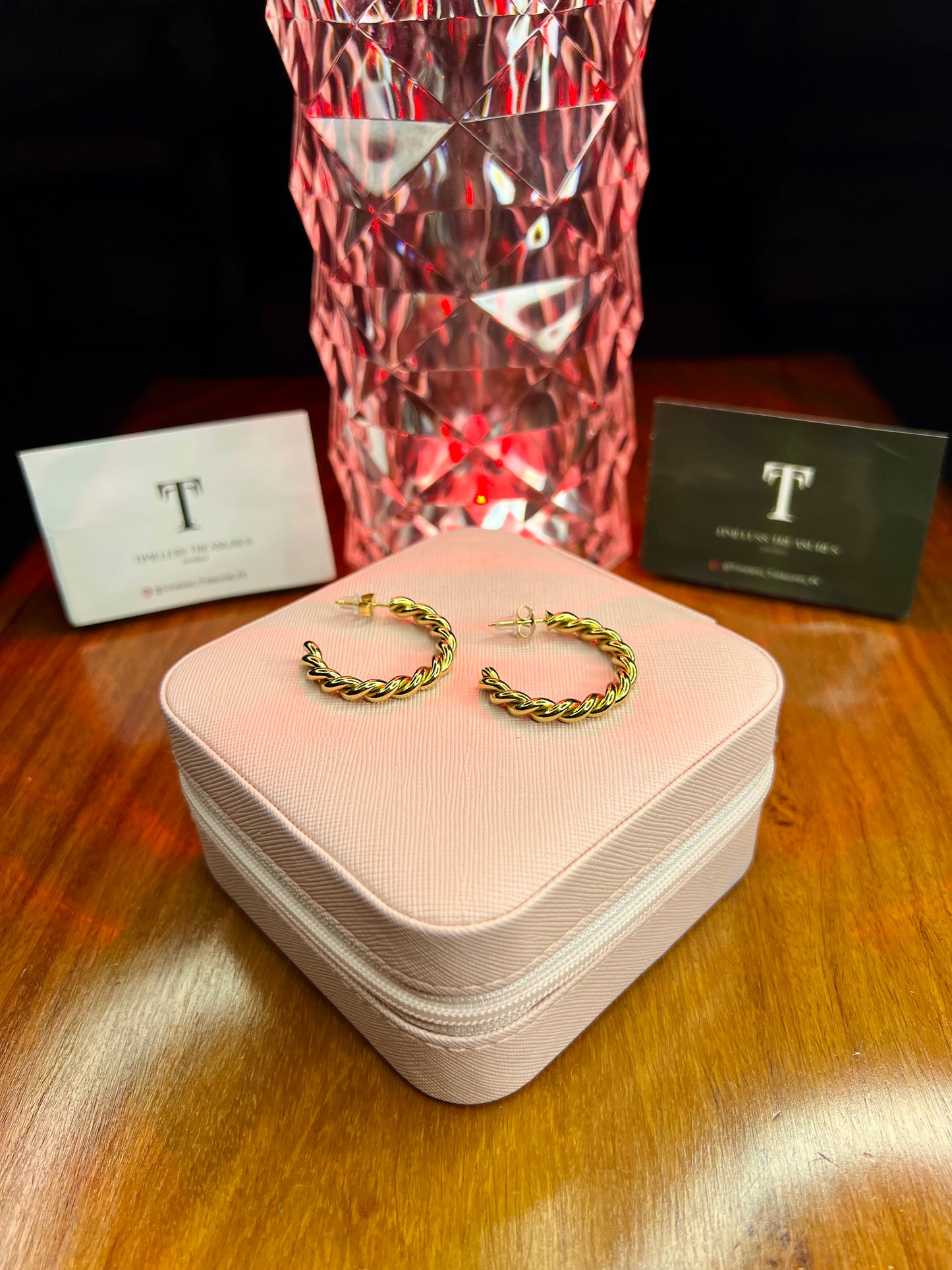 Premium Quality Stainless Steel 18k Twisted Gold hoops