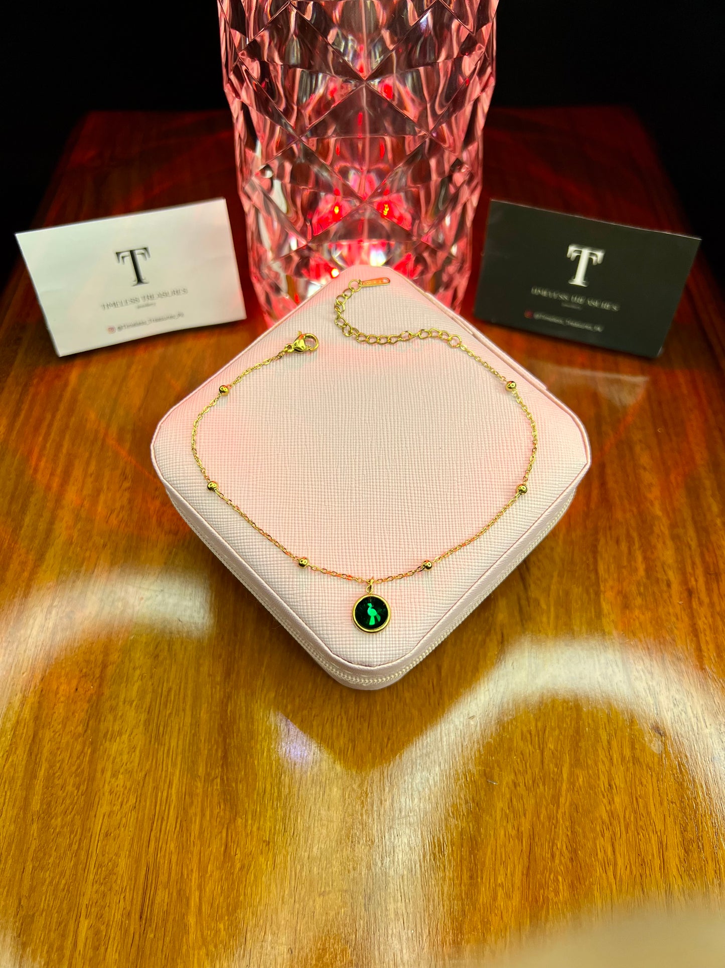 Premium Quality Stainless Steel 18k Emerald Glow Anklet