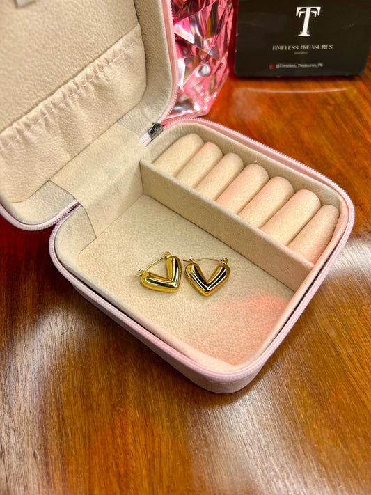 Premium Quality Stainless Steel 18k Golden Heart Earrings