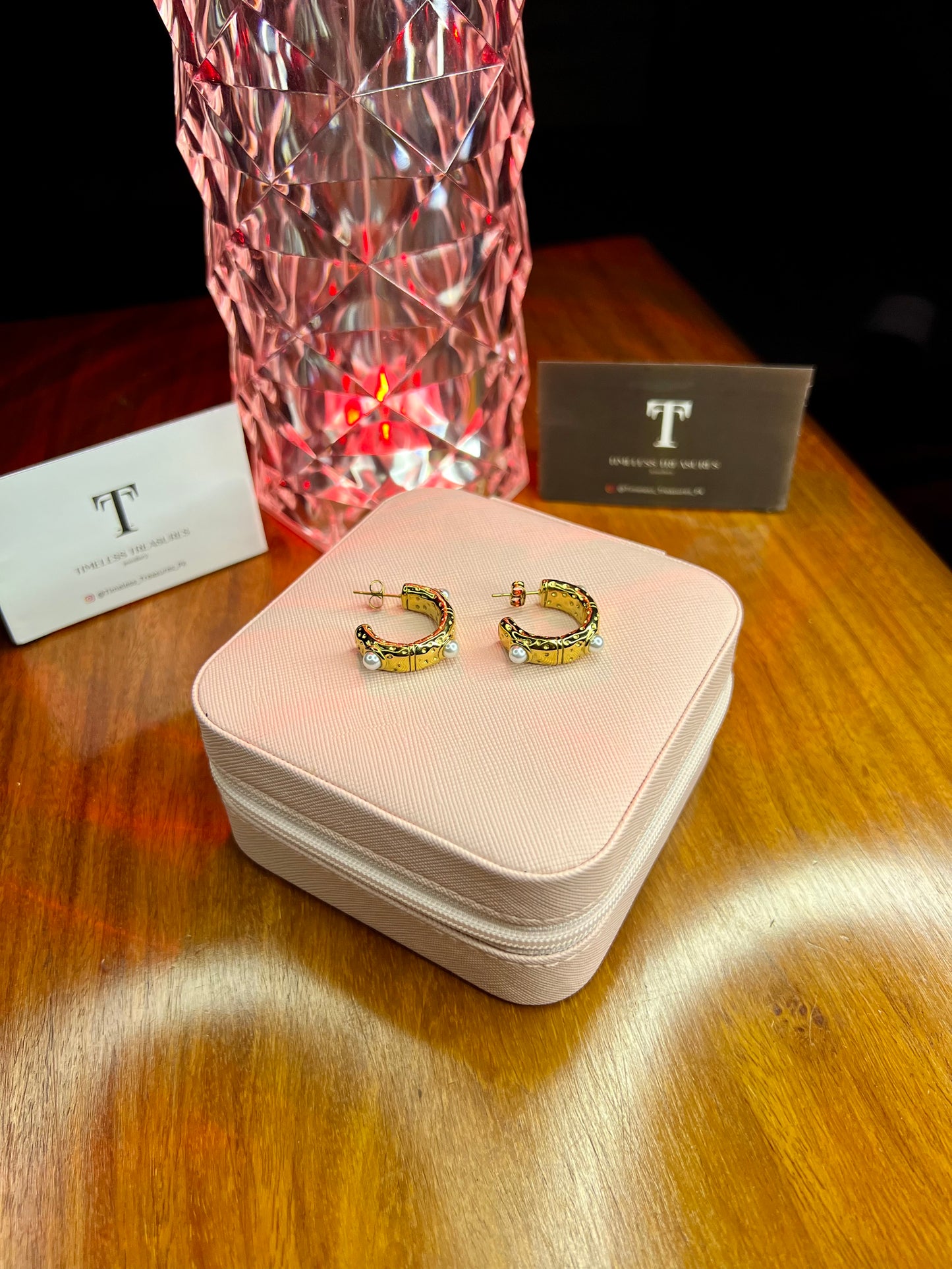 Premium Quality Stainless Steel 18k Pearl Gold Luxury Hoops