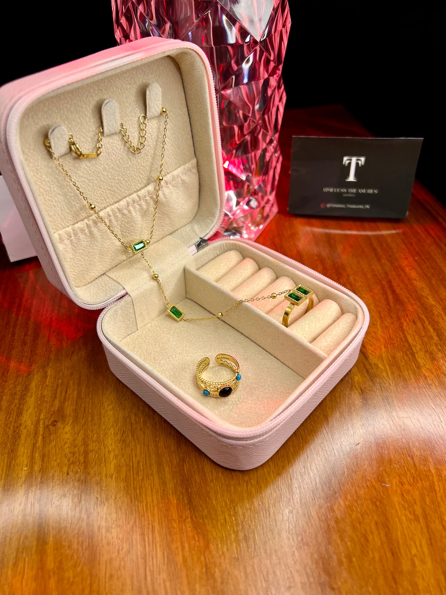 Premium Quality Stainless Steel 18k Green Stone Ringlet