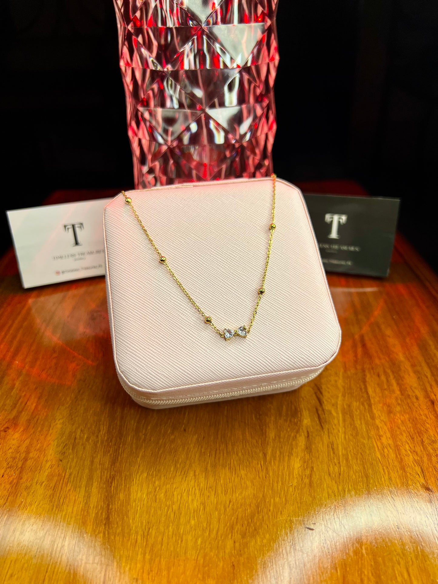 Premium Quality Stainless Steel 18k Luxury Bow Stone Necklace