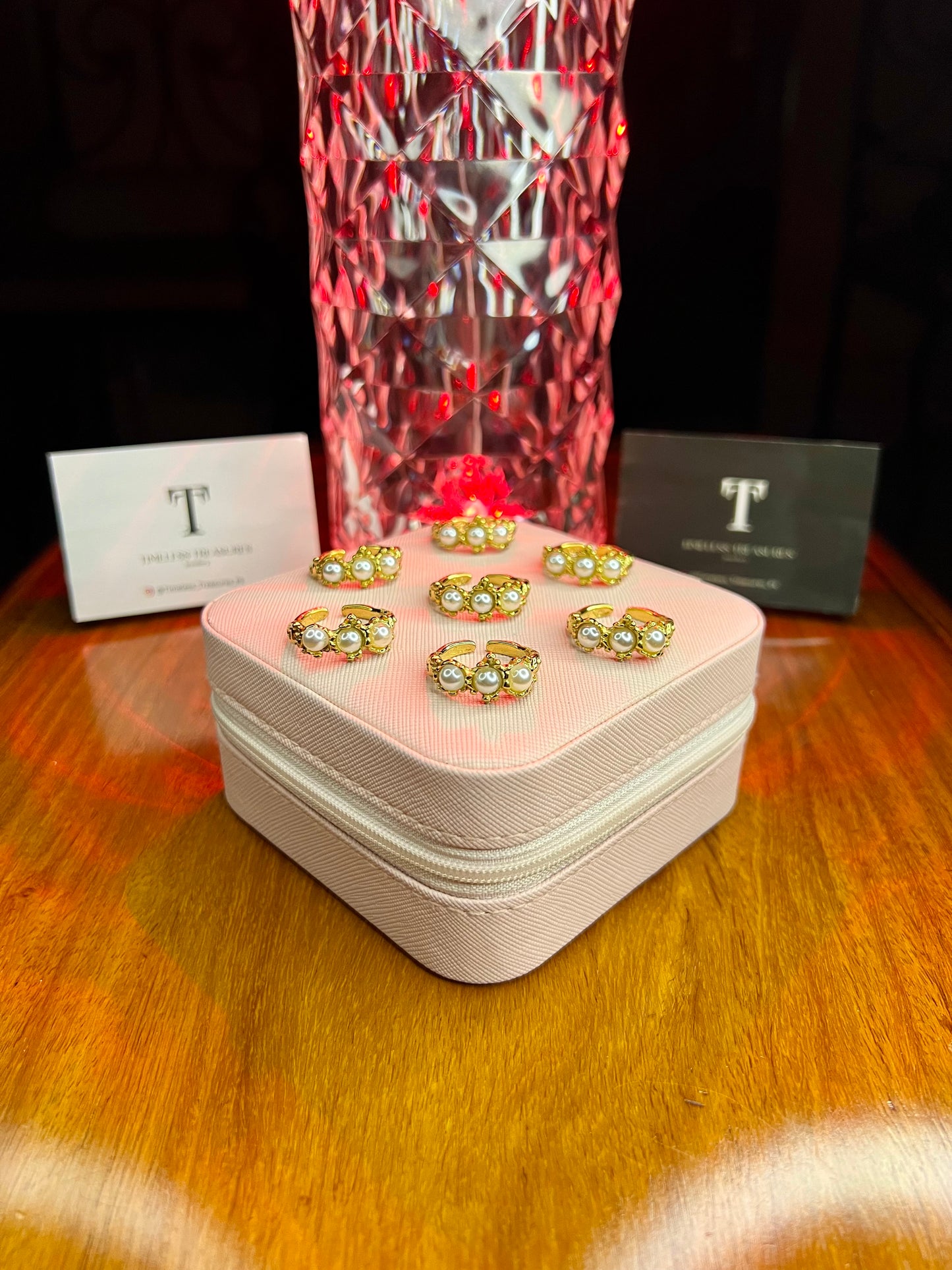 Premium Quality Stainless Steel 18k Pearl Gold Crown Ring