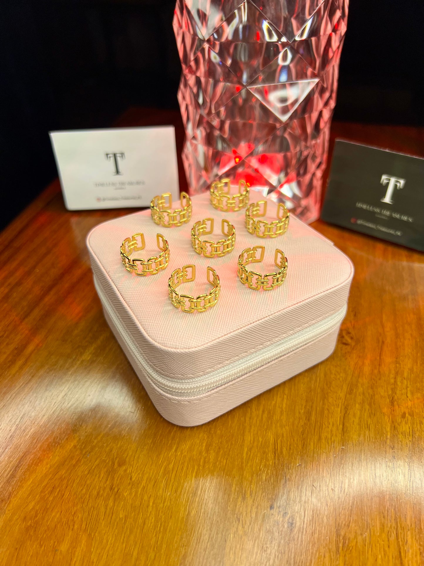 Premium Quality Stainless Steel 18k Link Square Ring