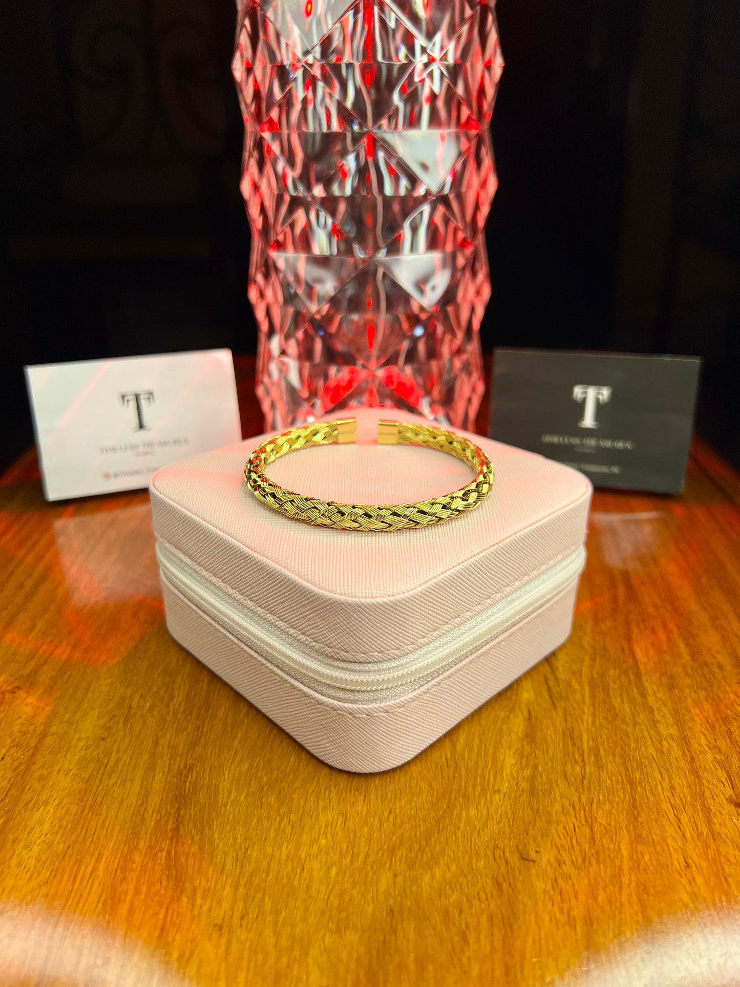 Premium Quality Stainless Steel 18k Golden Braided Cuff