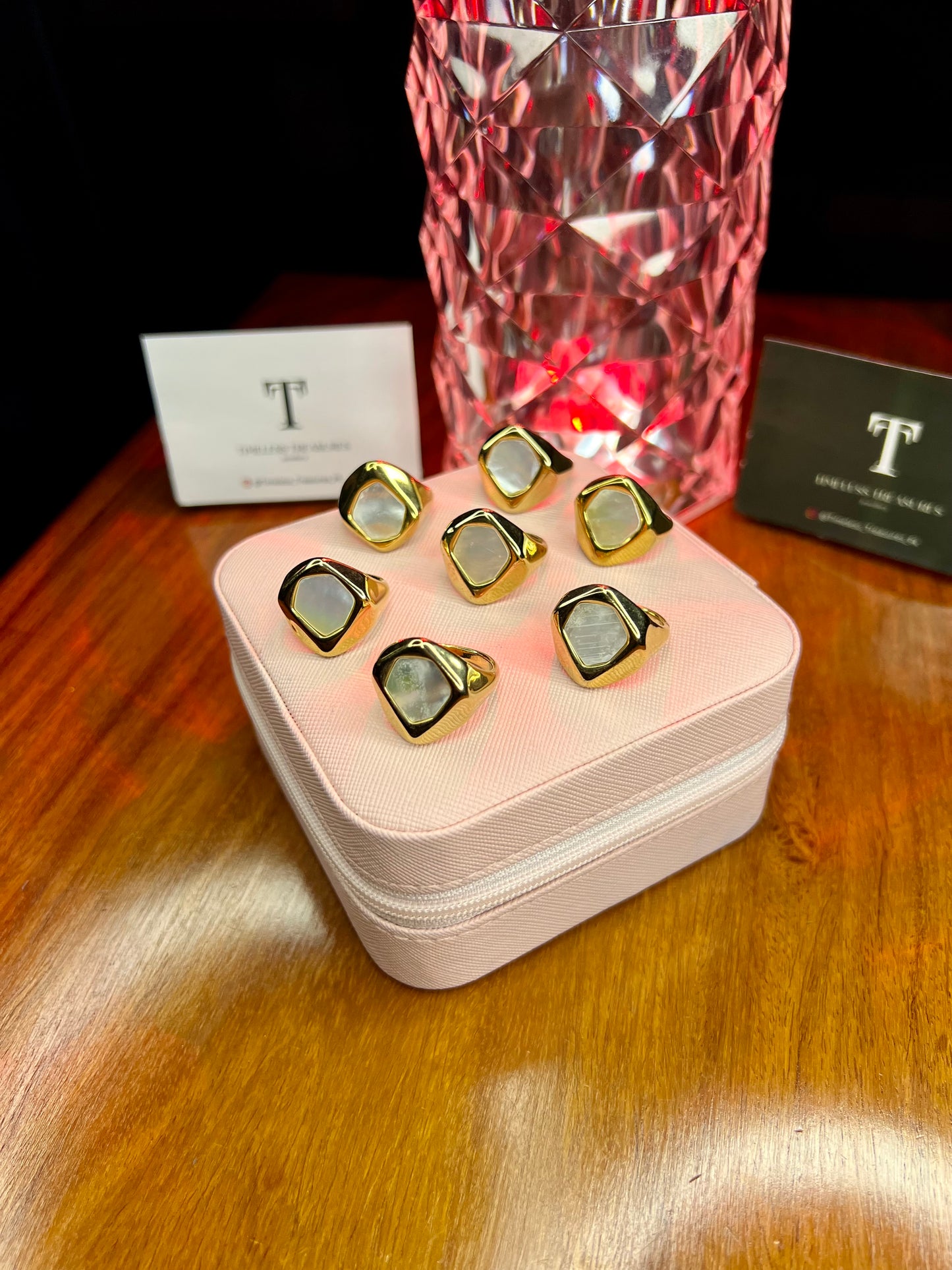 Premium Quality Stainless Steel 18k White Enamel Gold Ring