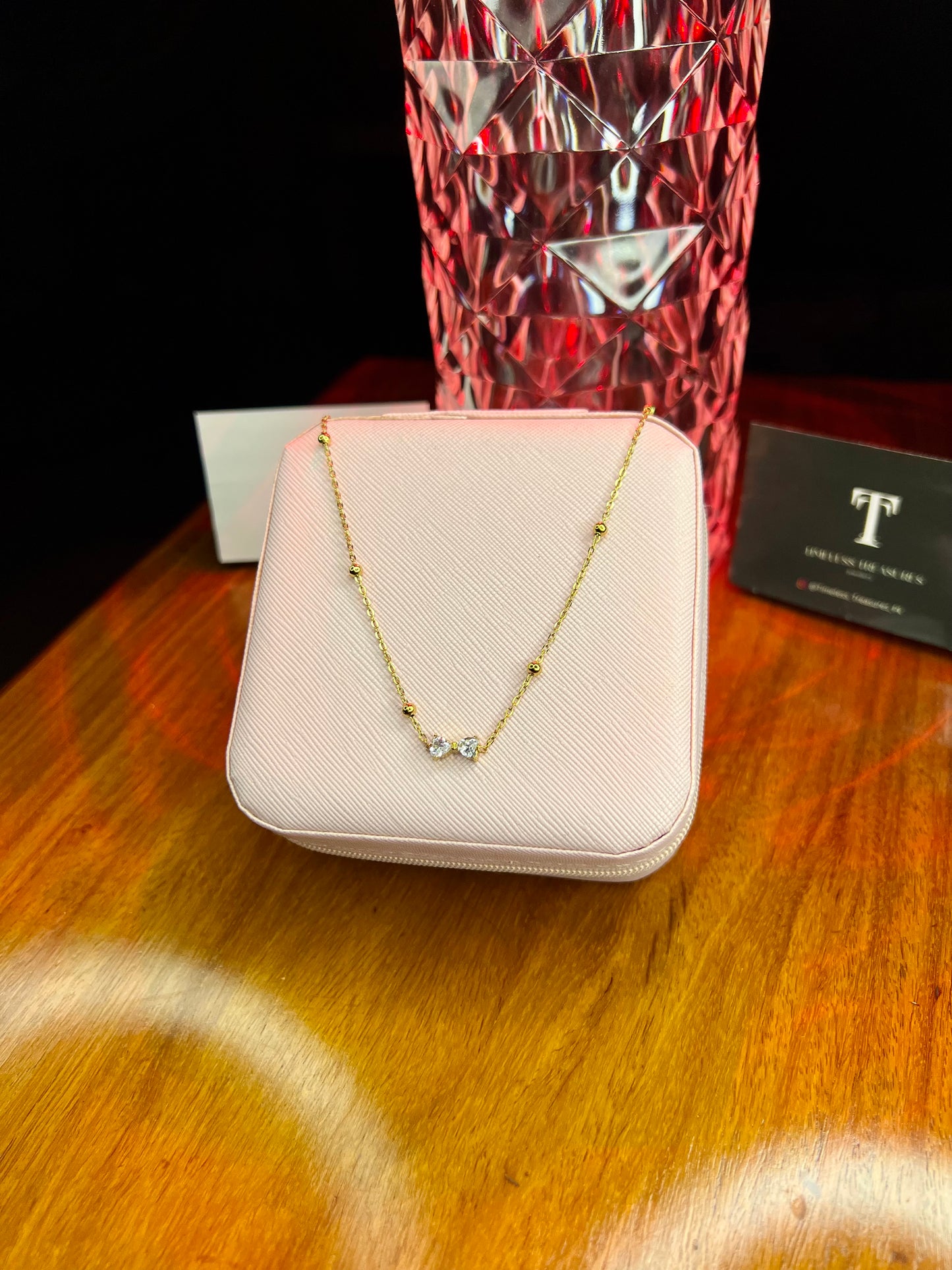 Premium Quality Stainless Steel 18k Luxury Bow Stone Necklace