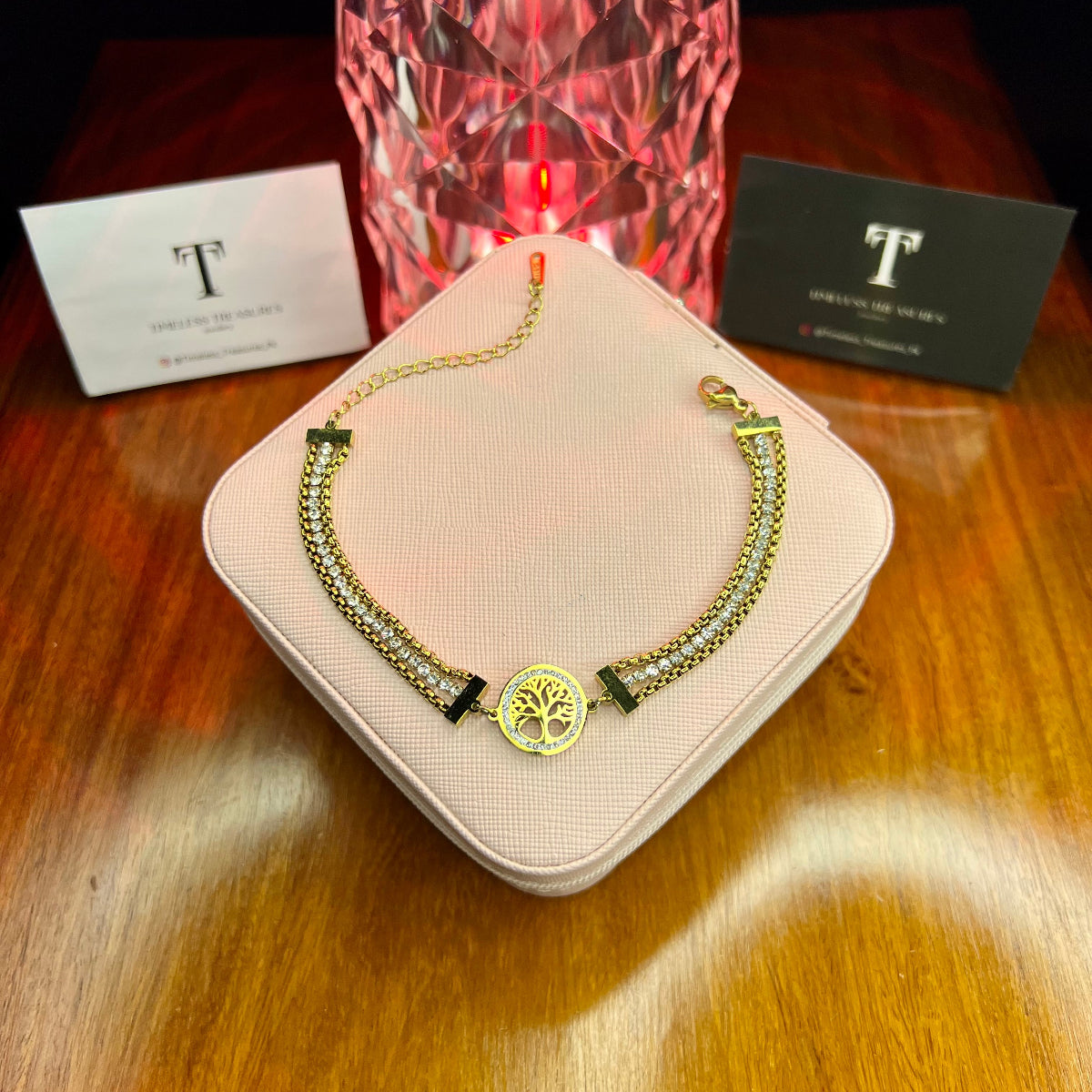 Premium Quality Stainless Steel 18k Zircon Triple Layer Bracelet