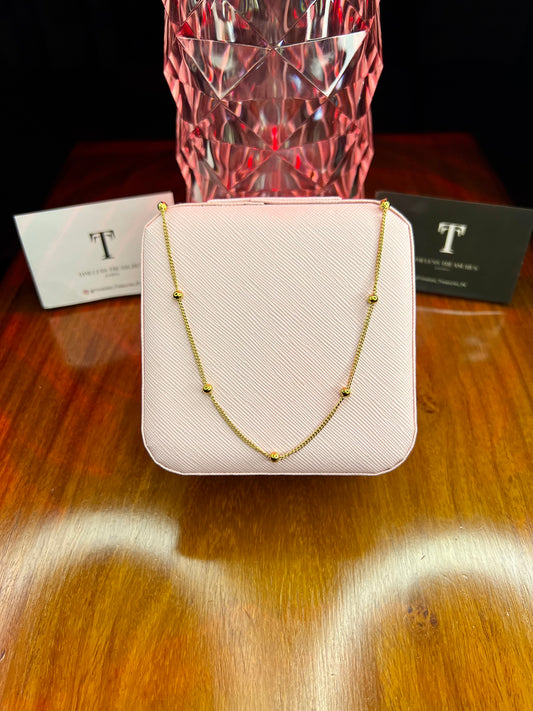 Premium Quality Stainless Steel 18k Glimmer Chain Ball Necklace