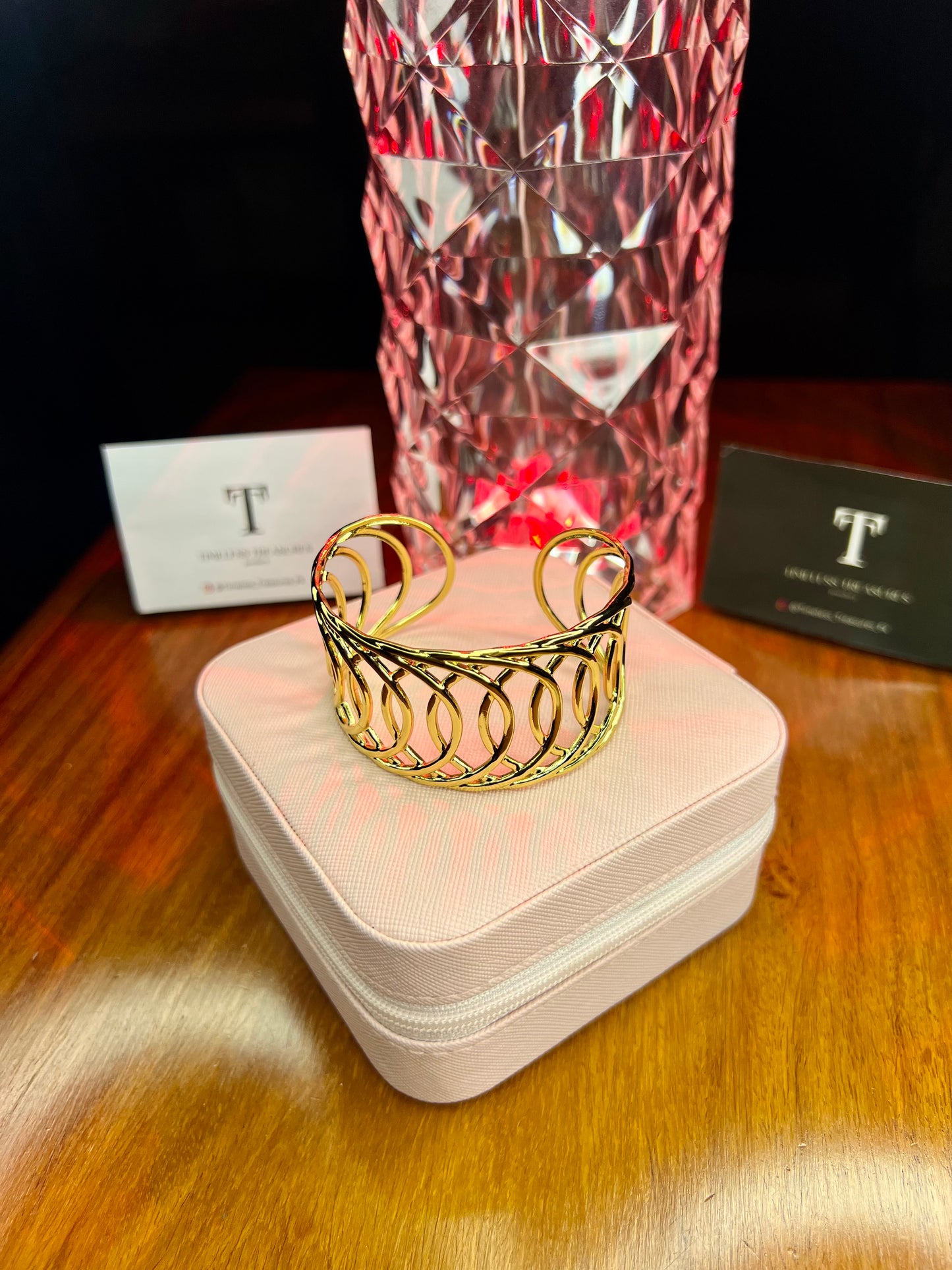 Premium Quality Stainless Steel 18k Linked Open Cuff