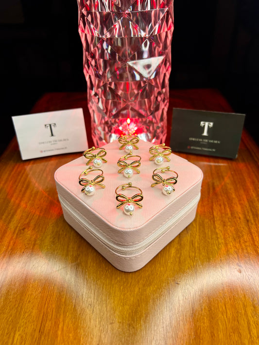 Premium Quality Stainless Steel 18k Pearl Bow Gold Ring