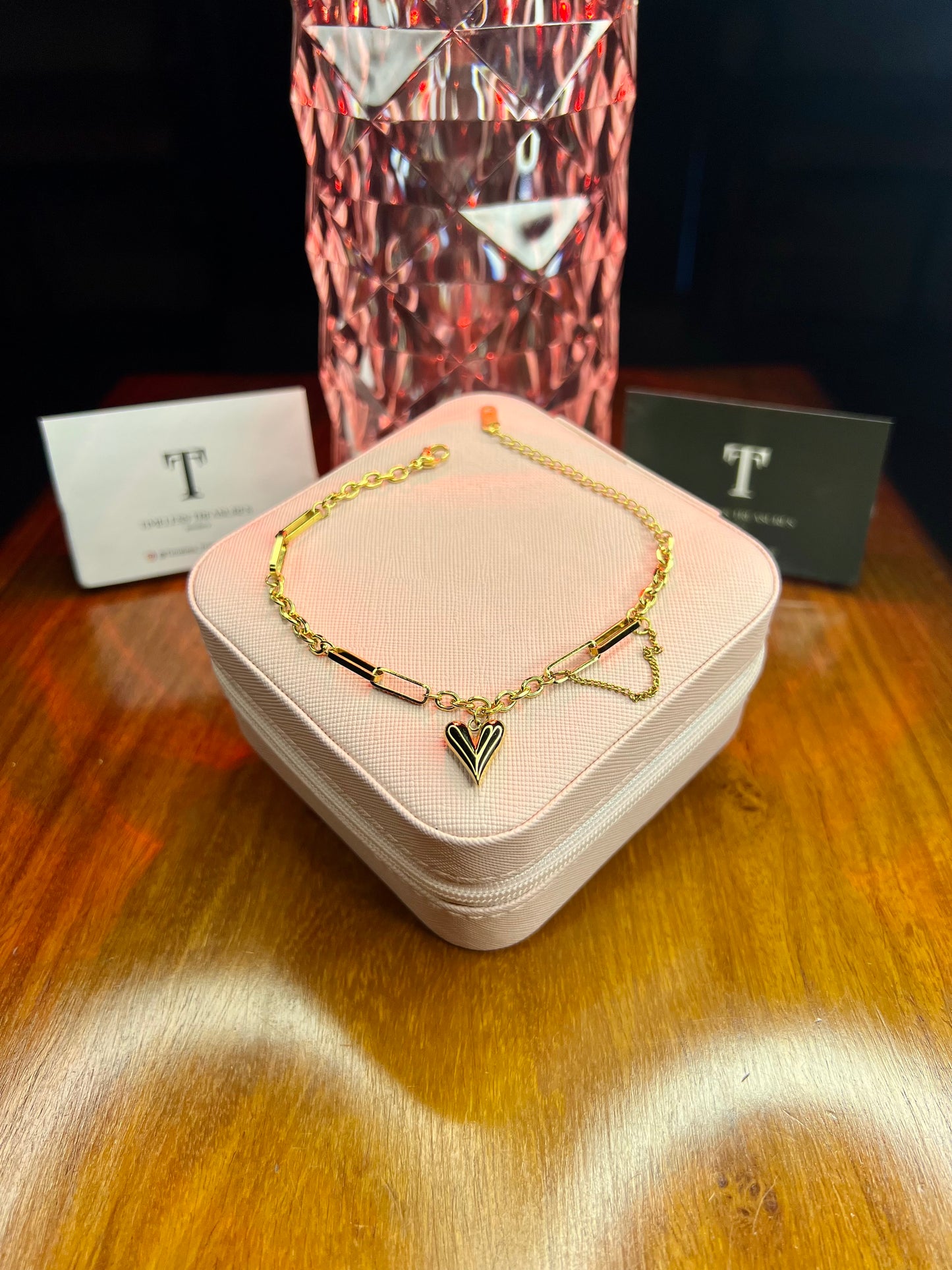 Premium Quality Stainless Steel 18k Golden Heart Bracelet