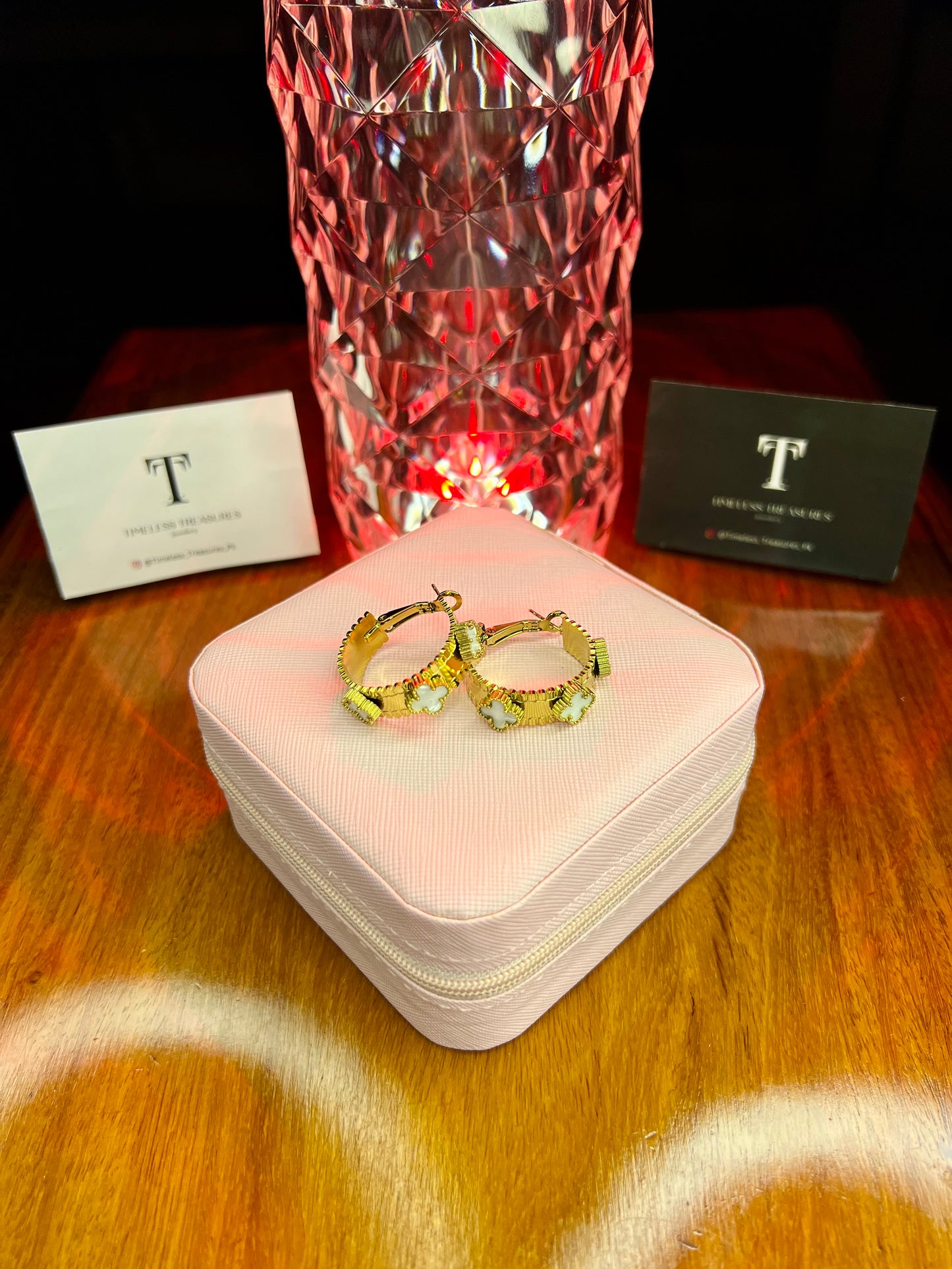 Premium Quality Stainless Steel 18k White Clover Luxury Earrings