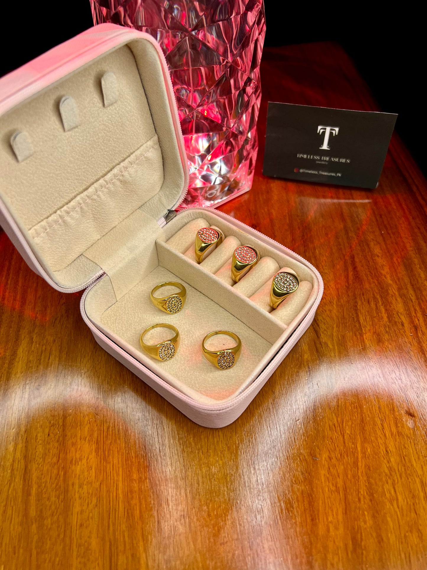 Premium Quality Stainless Steel 18k Golden Gem Ring