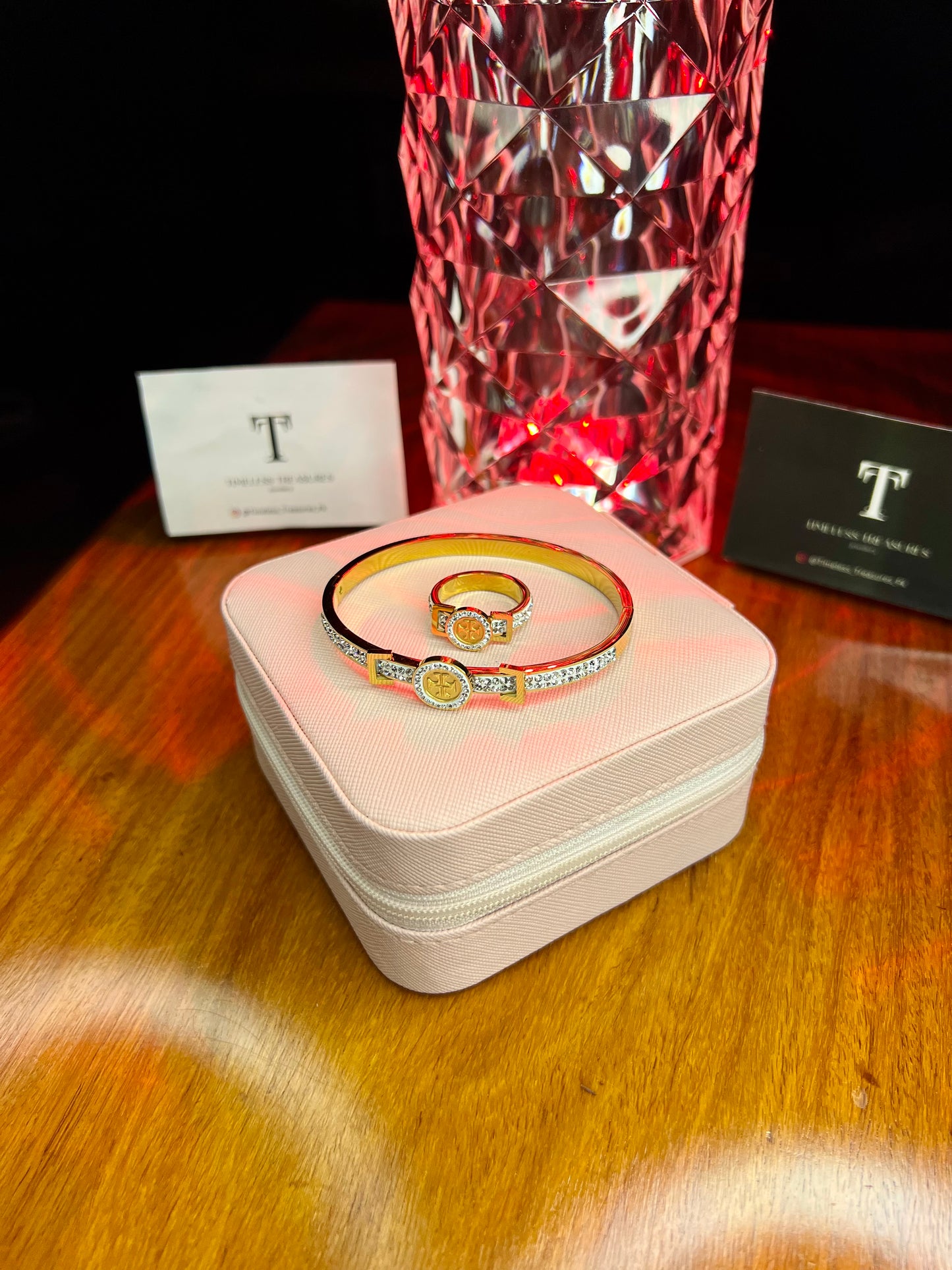 Premium Quality Stainless Steel 18k Tory Royal Handcuff and Ring set