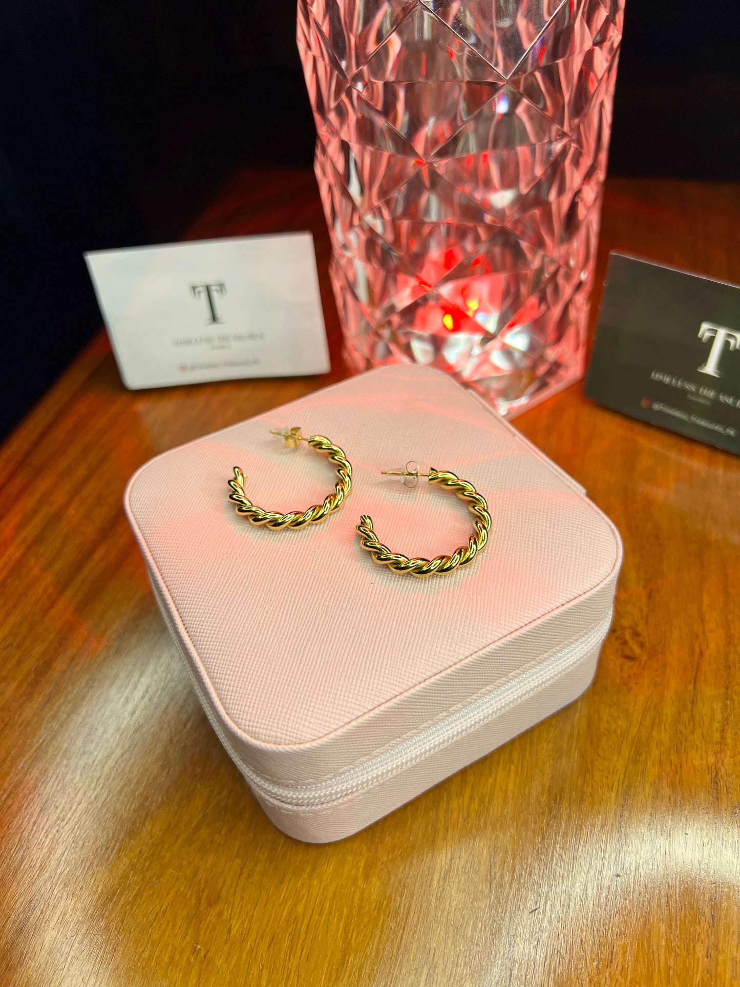 Premium Quality Stainless Steel 18k Twisted Gold hoops