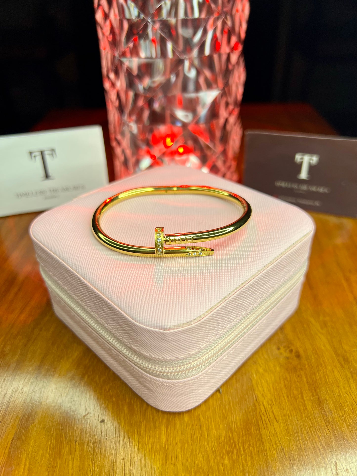 Premium Quality Stainless Steel 18k Rhinestone Nail Bangle