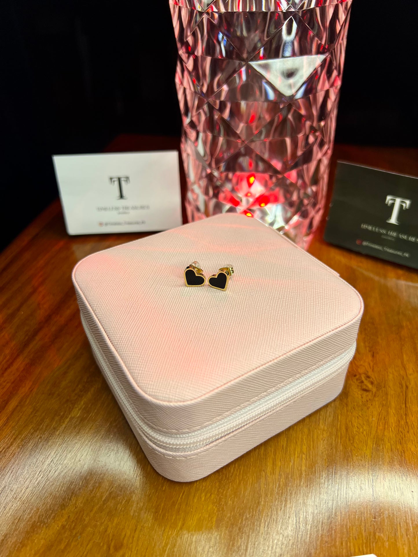 Premium Quality Stainless Steel 18k Black Heart Small Studs