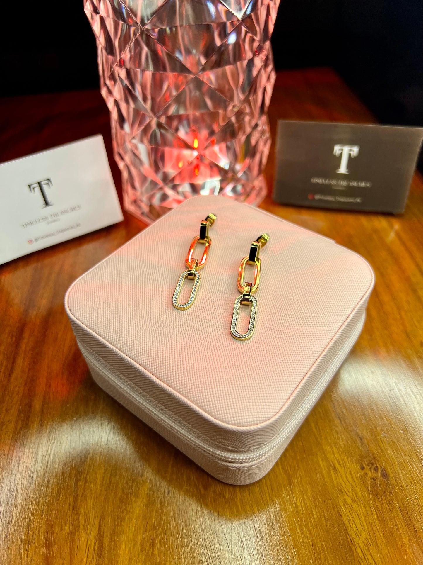 Premium Quality Stainless Steel 18k Link Drop Earrings