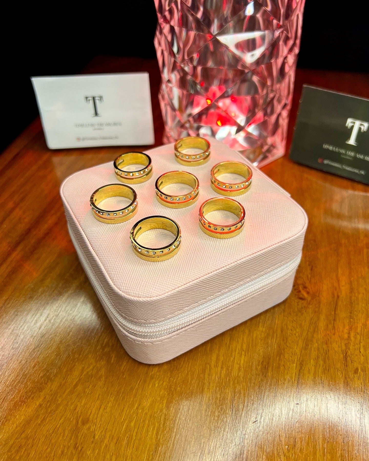 Premium Quality Stainless Steel 18k Gold Stone Ring