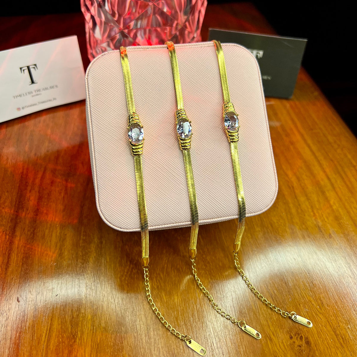 Premium Quality Stainless Steel 18k White Stone Bracelet