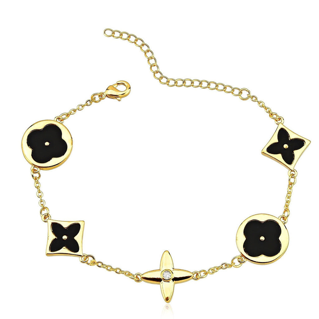 Premium Quality Stainless Steel 18k Noir Blossom Bracelet