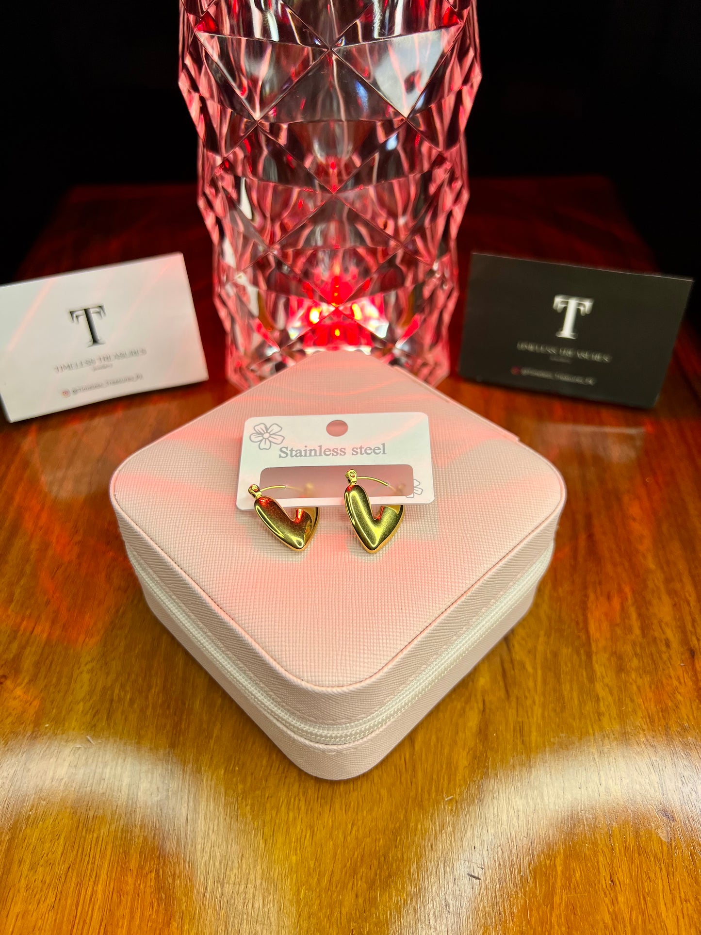 Premium Quality Stainless Steel 18k Lux Heart Earrings